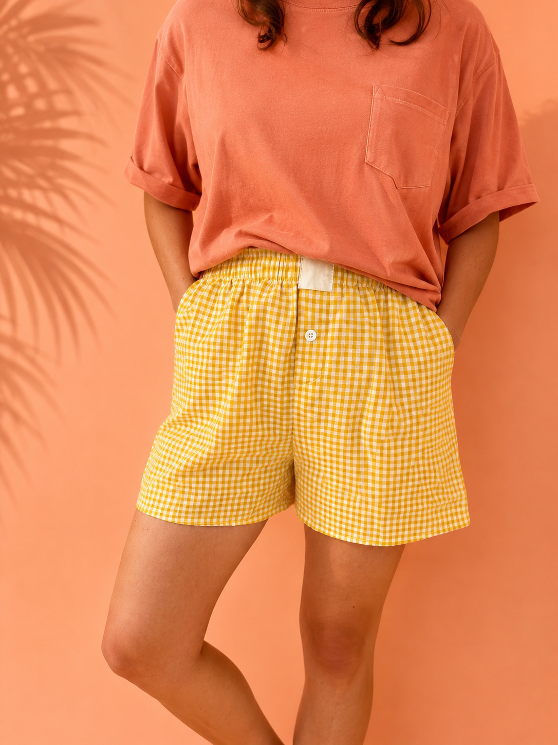 Yellow Gingham Boxer Shorts