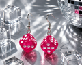 Hot Pink Dice Dangle Earrings
