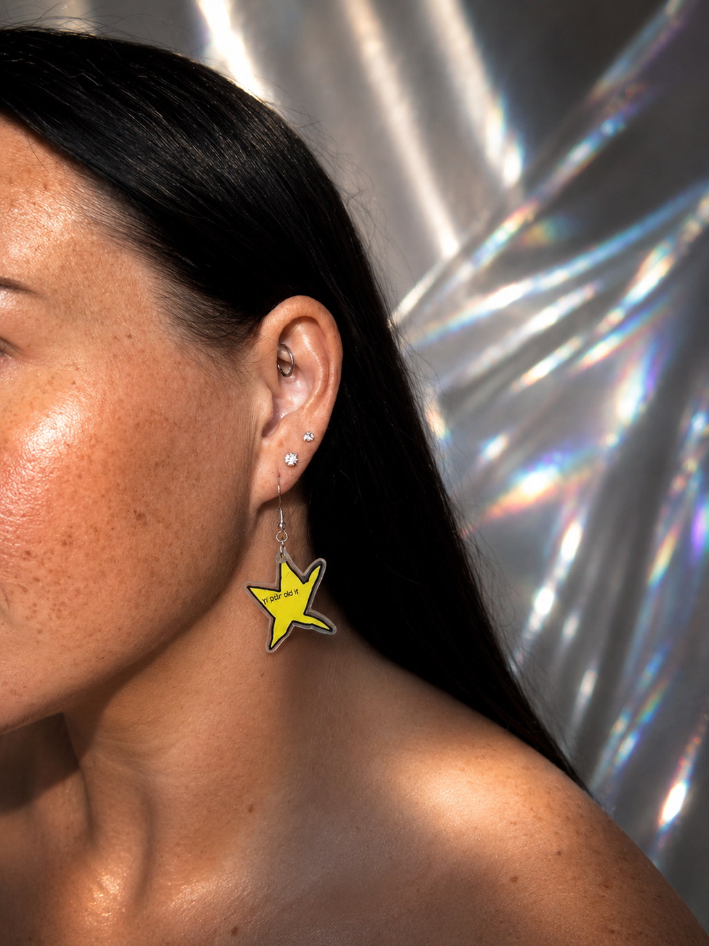 Gold Star Dangle Earrings