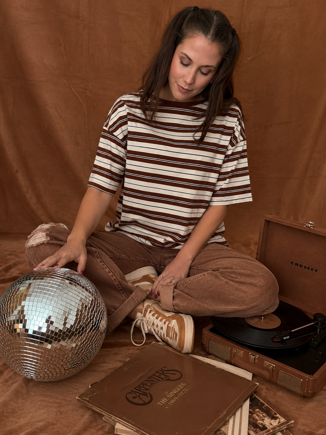 Mocha Striped Oversized Top