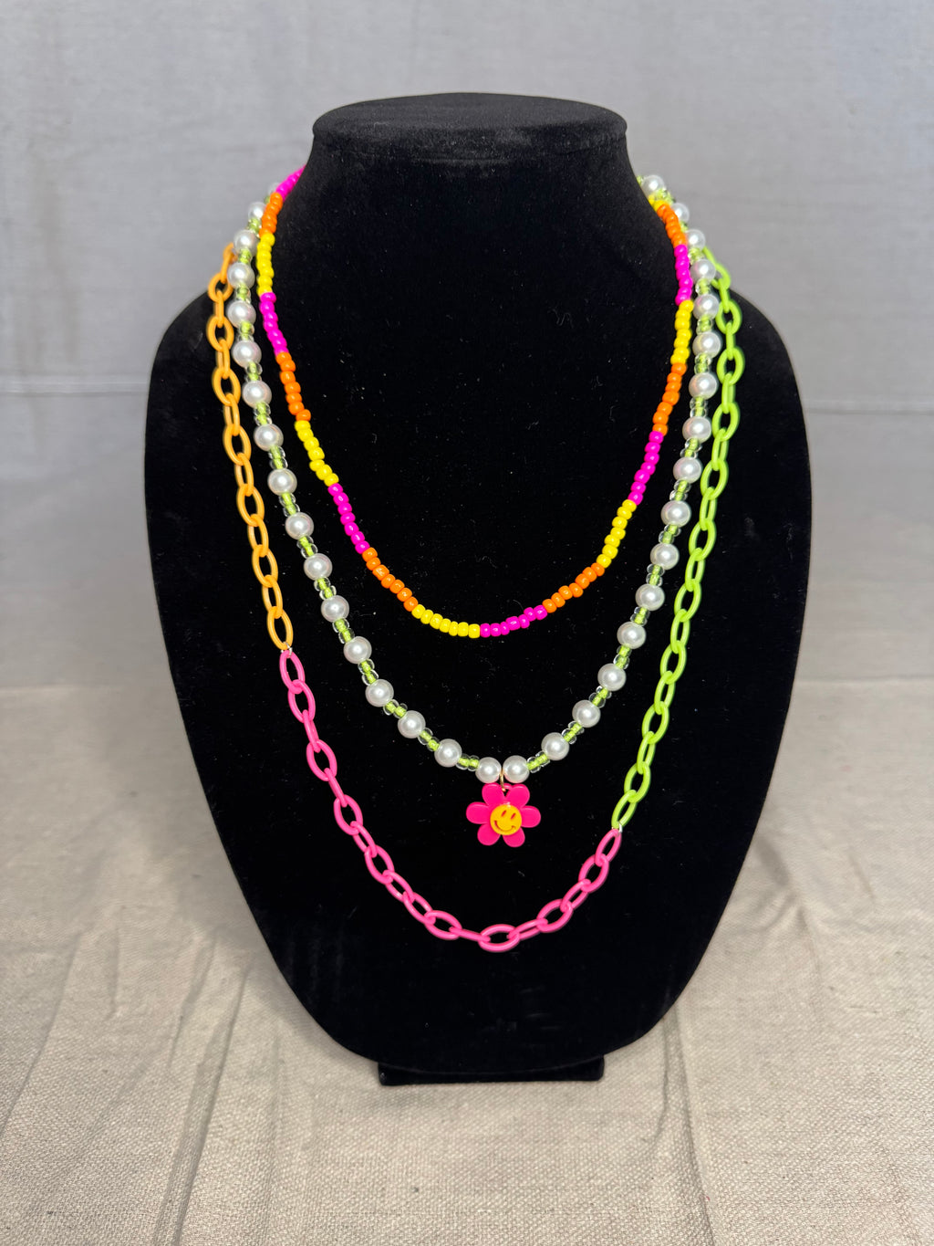 Neon Flower Charm Stack