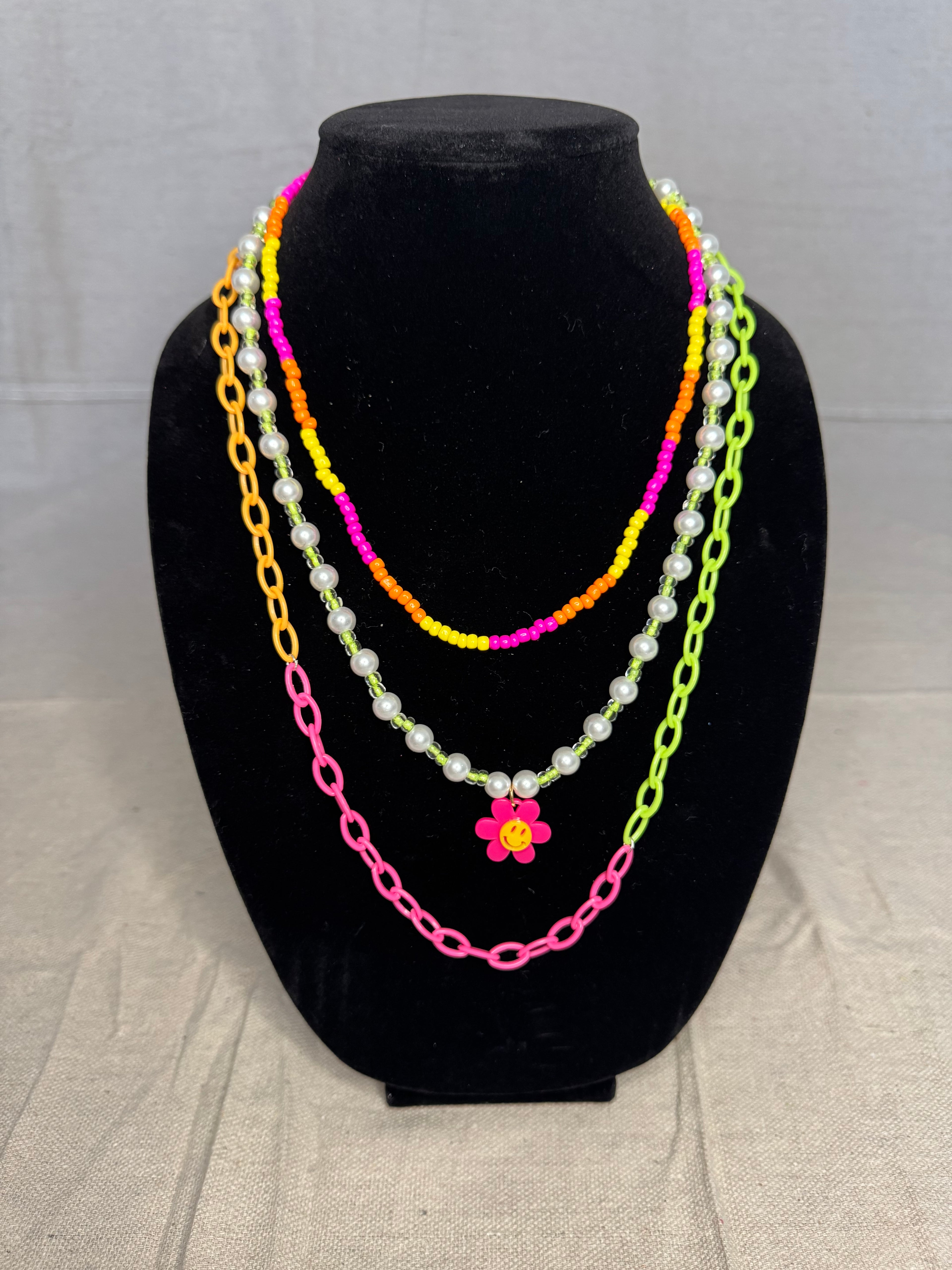 Neon Flower Charm Stack