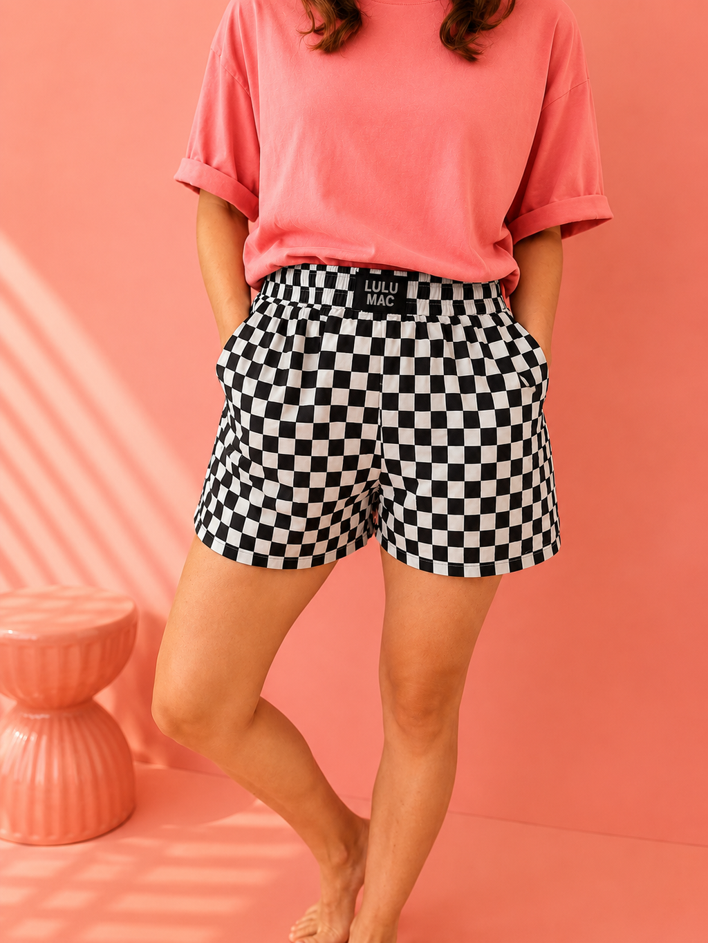 Off Duty Structured Check Shorts