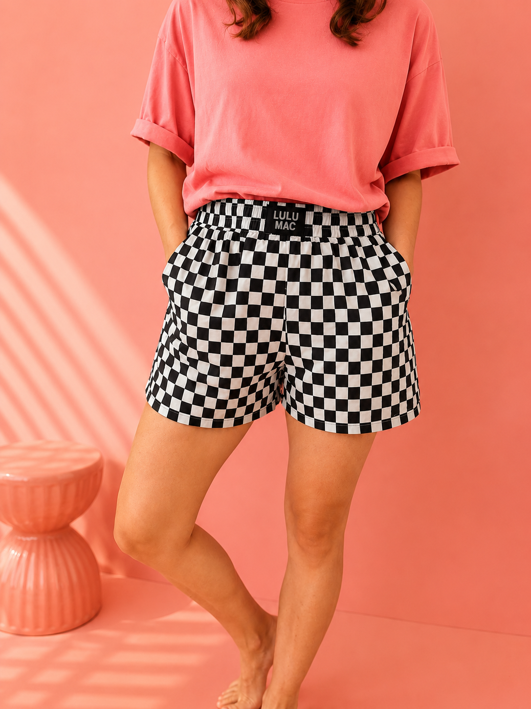Off Duty Structured Check Shorts