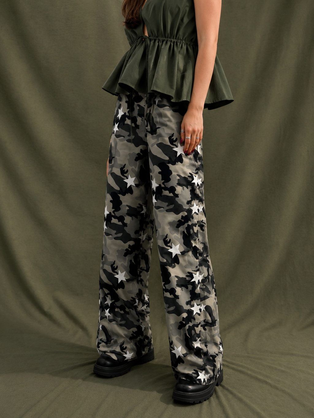 Camo Star Girl Wide Leg Pants