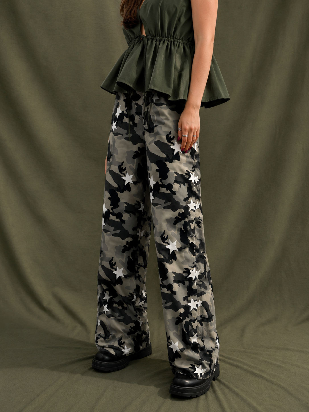 Camo Star Girl Wide Leg Pants