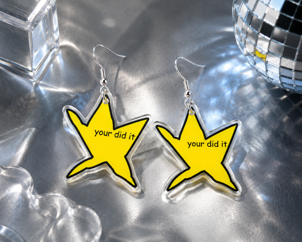Gold Star Dangle Earrings