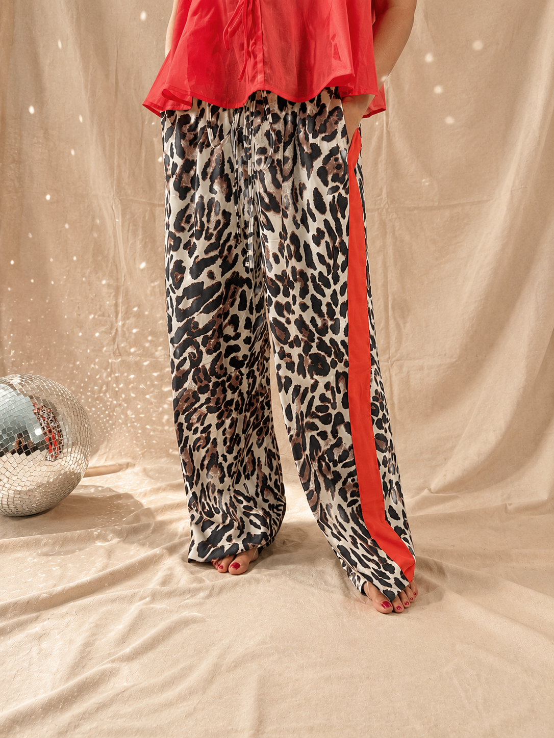Red Stripe Leopard Pants