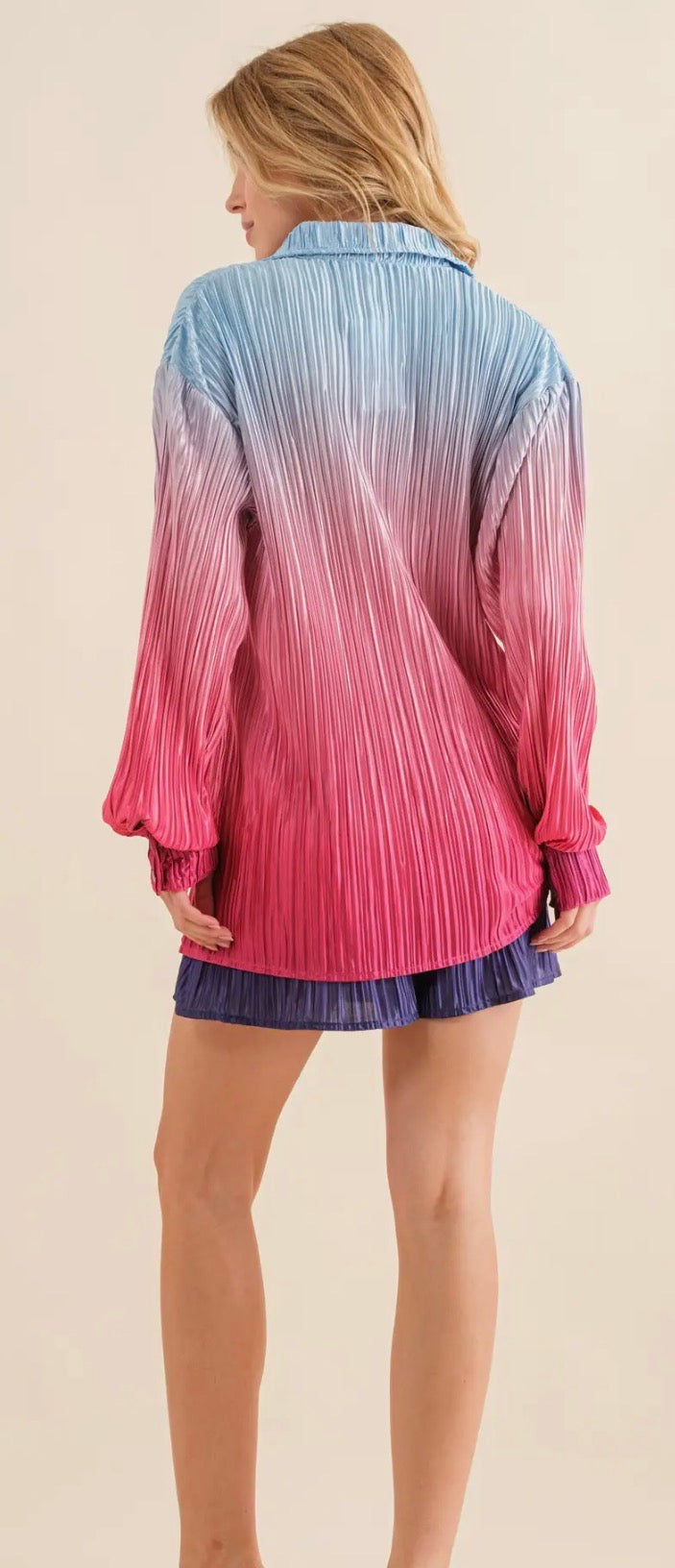 Sunset Ombre Plissé Short Set