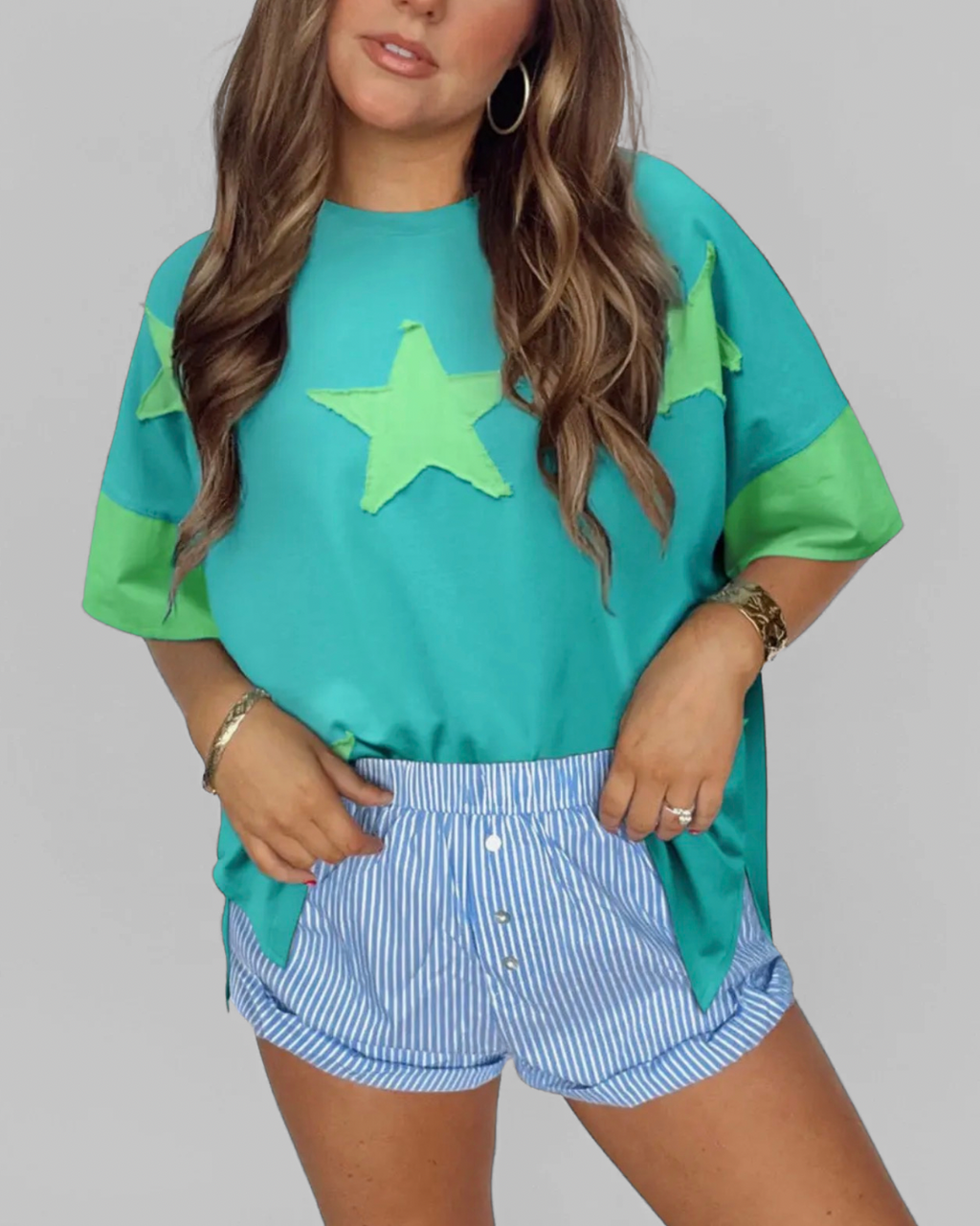 Seafoam Star Patch Top