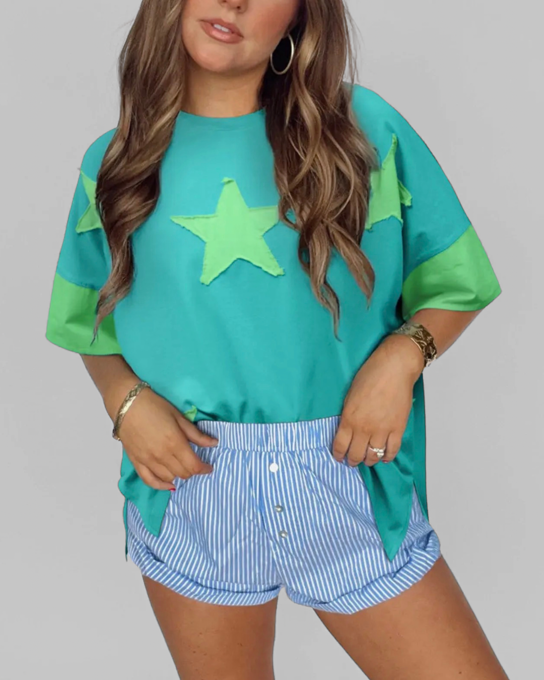 Seafoam Star Patch Top