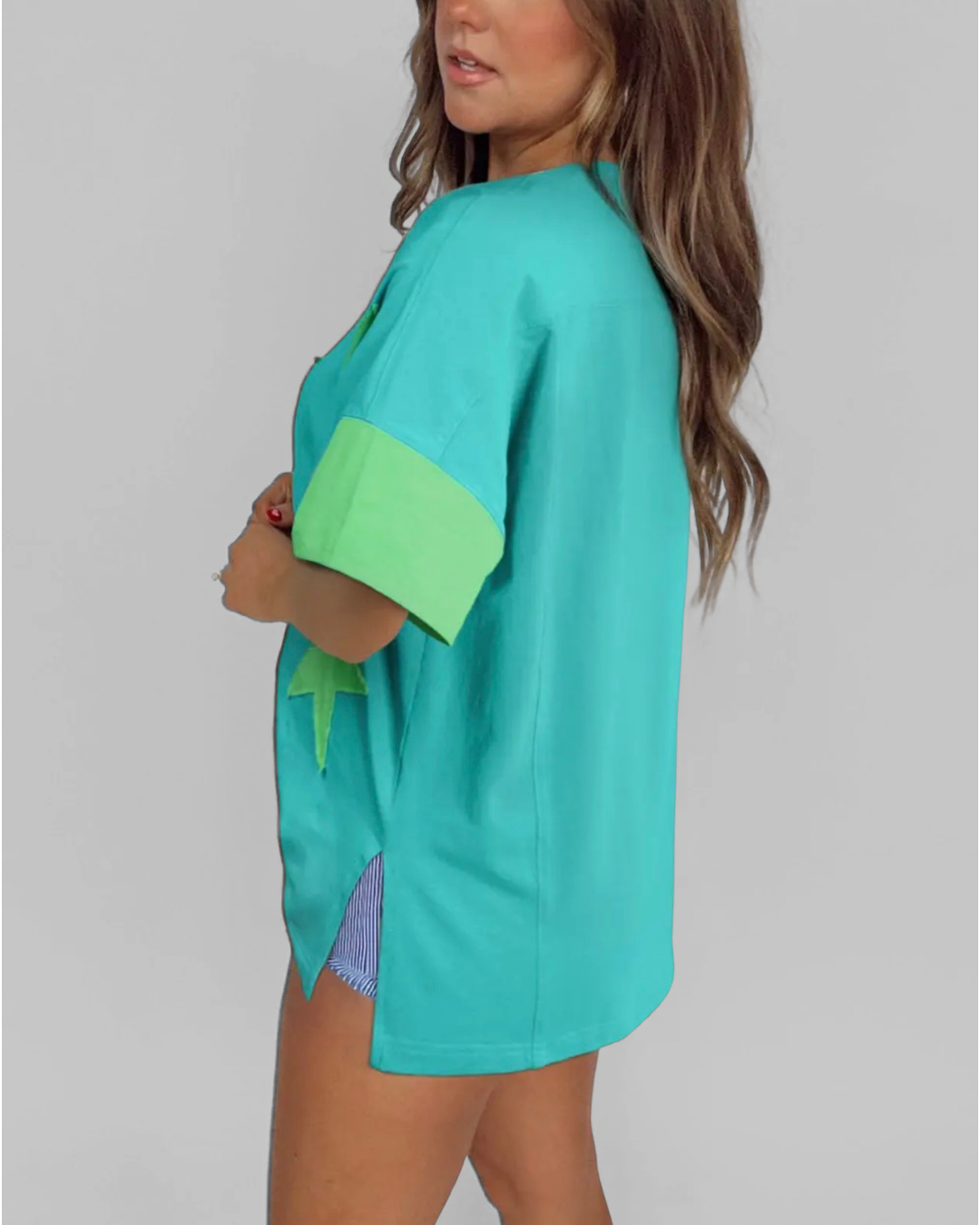 Seafoam Star Patch Top