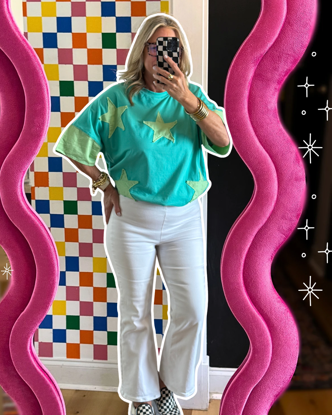Seafoam Star Patch Top