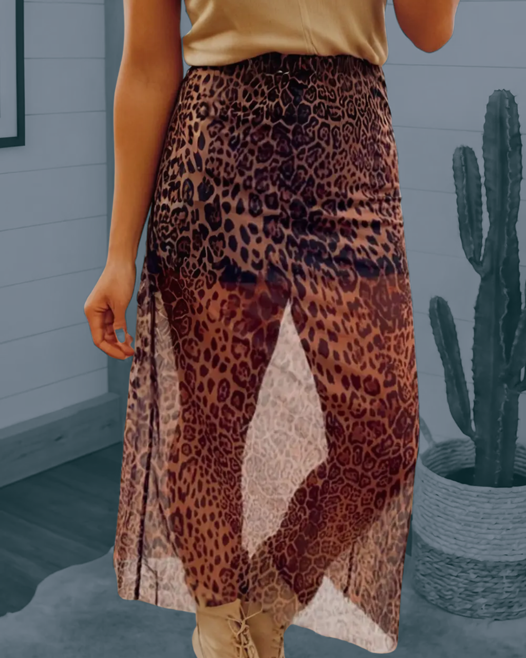 Leopard Sheer Maxi Skirt