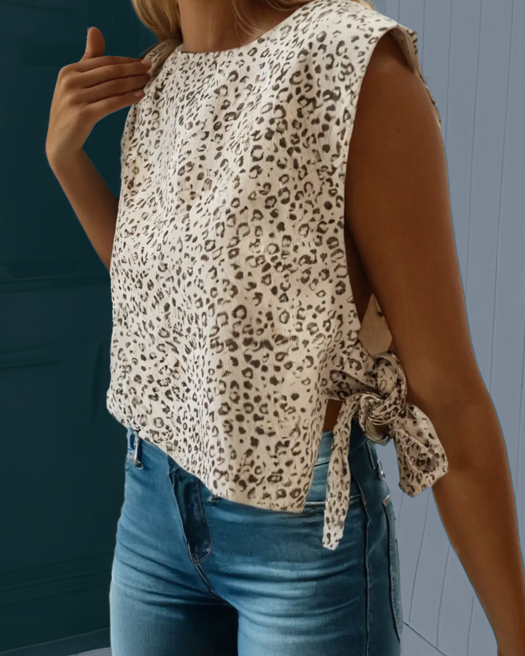 Leopard Side Tie Top