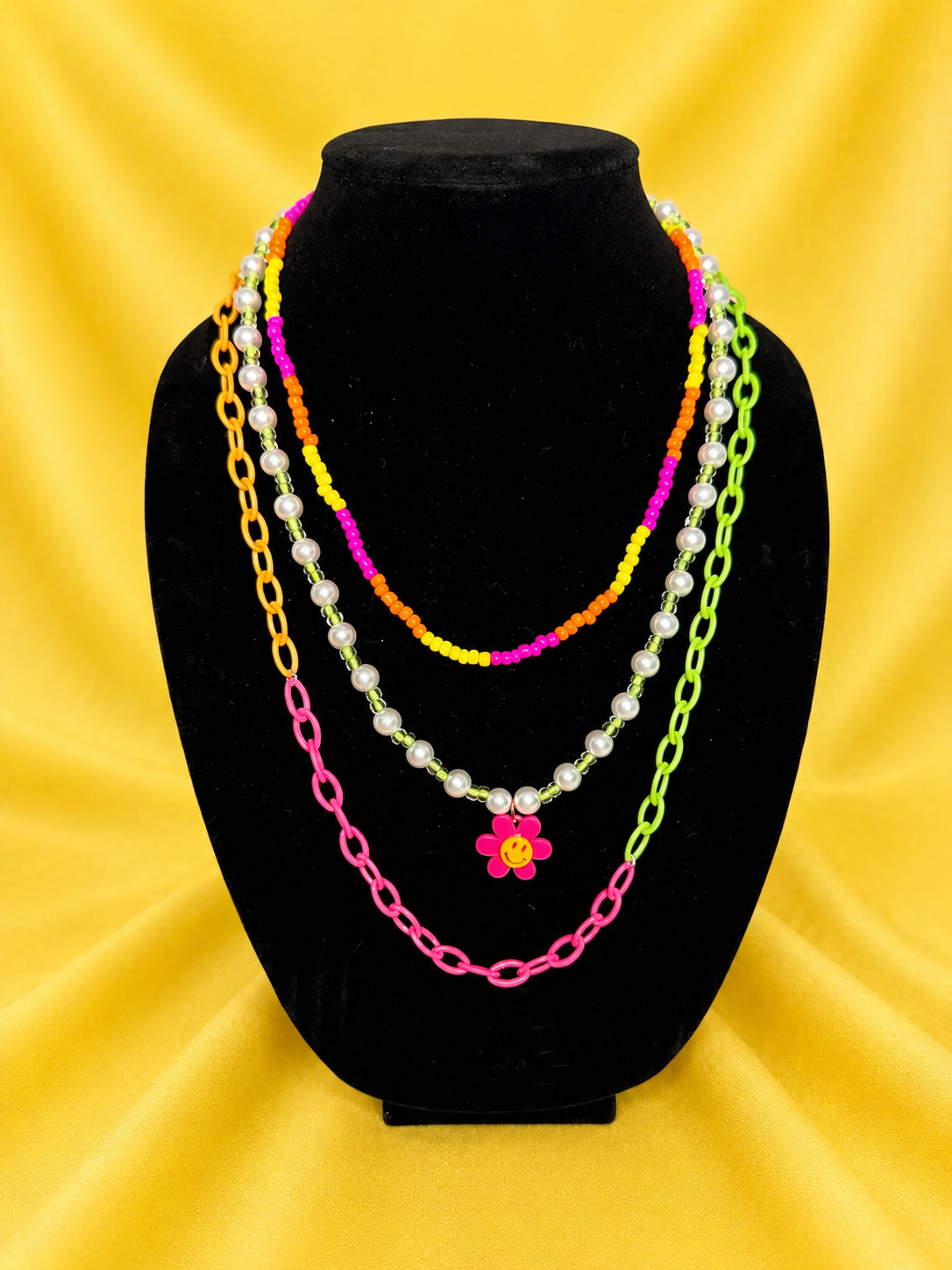 Neon Flower Charm Stack