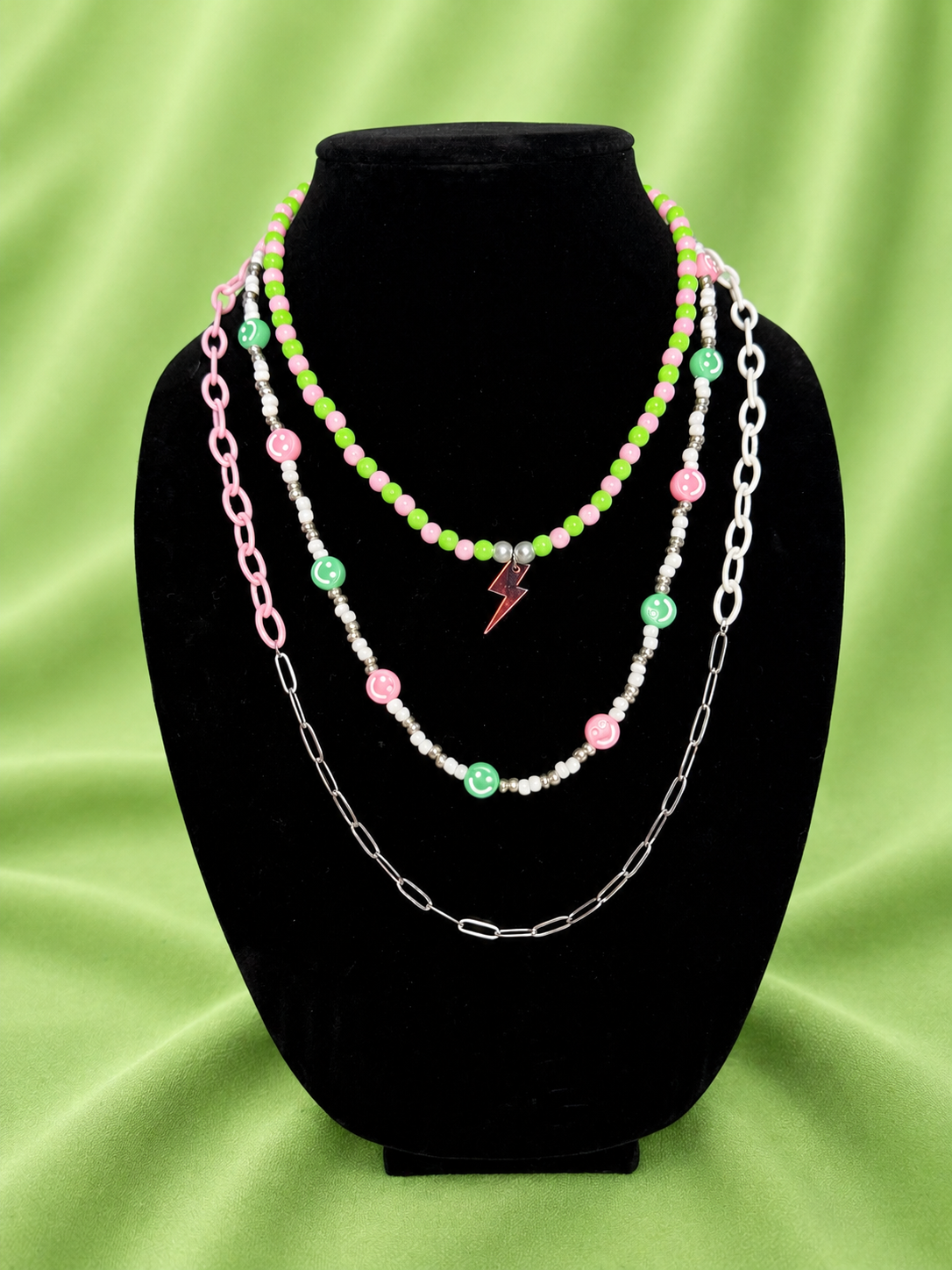 Smiley Lightning Charm Stack