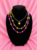 Pink & Yellow Smiley Charm Stack