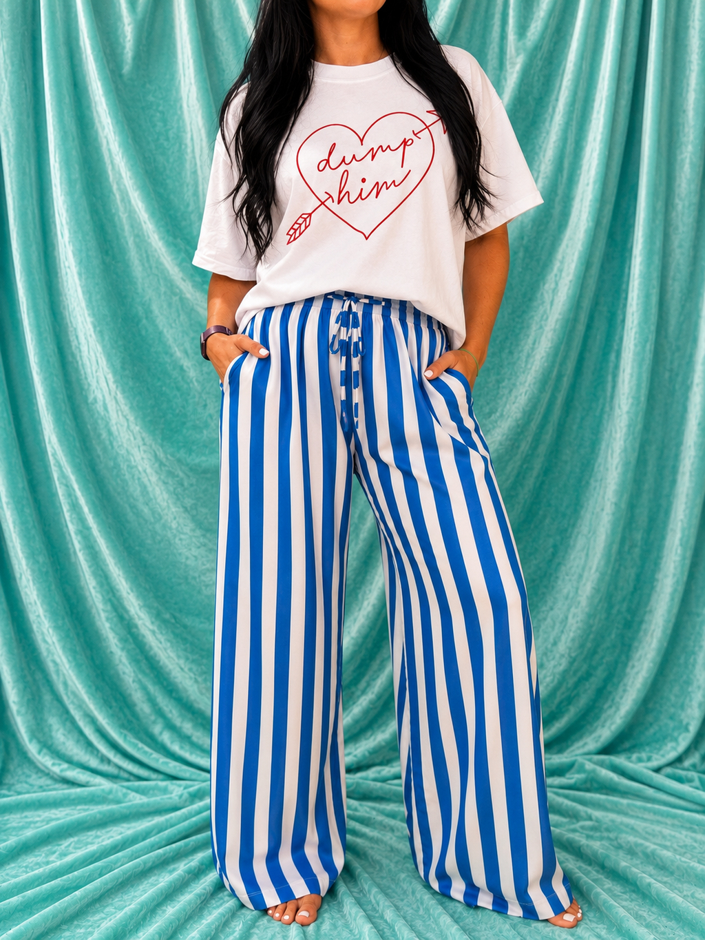 Blue Skies Stripe Wide Leg Pants